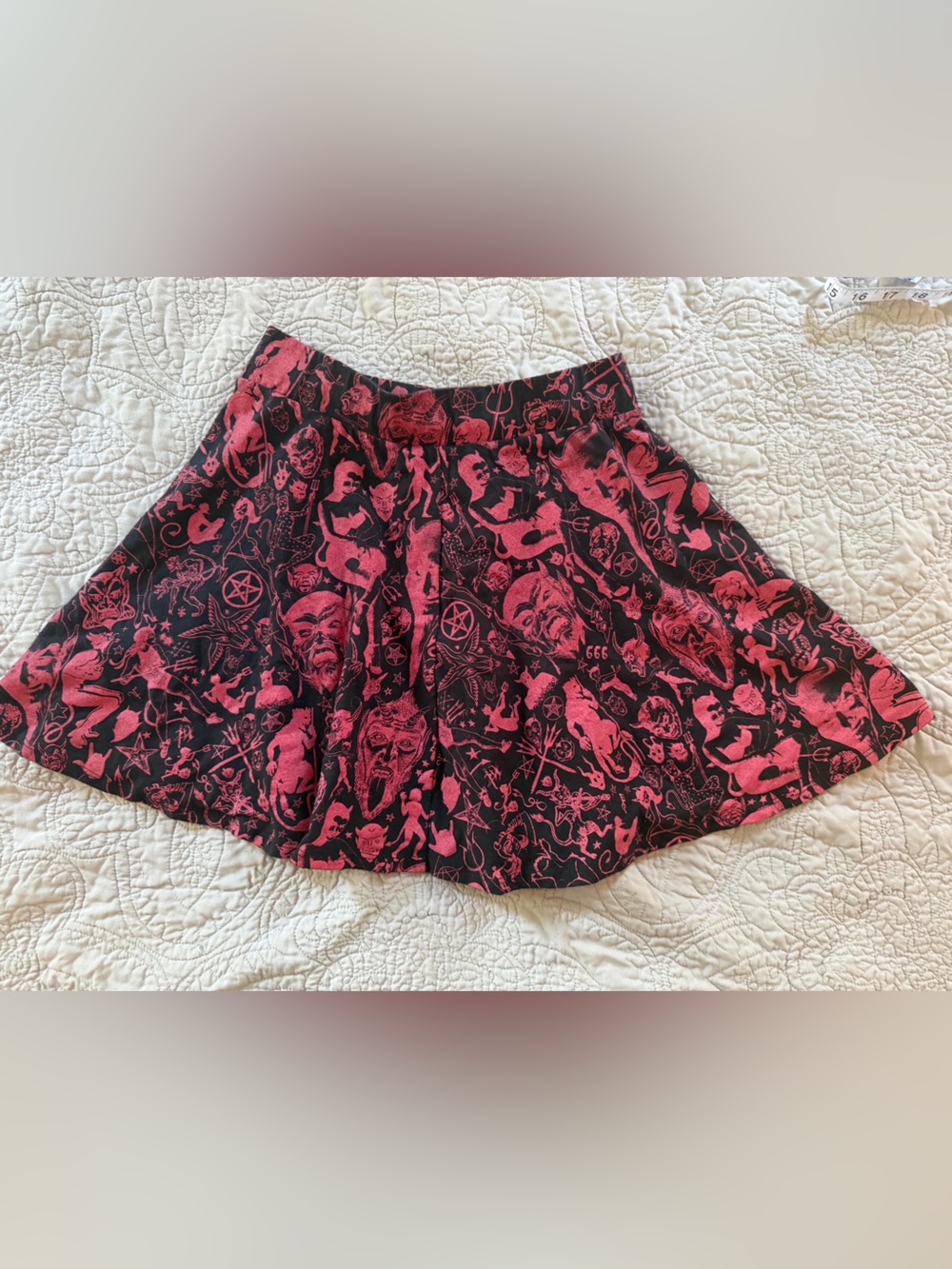 Kreepsville Black & Red Graphic Circle Skirt